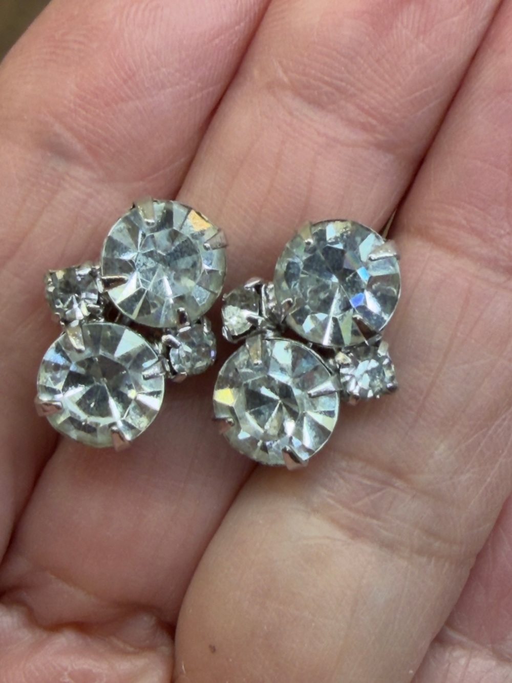 Crystal Cluster Stud Earrings - Clear Rhinestone Sparkle